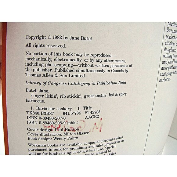 Vintage Finger Lickn' Rib Stickin' Great Tastin' Barbecue Cookbook Jane Butel - Picture 6 of 11